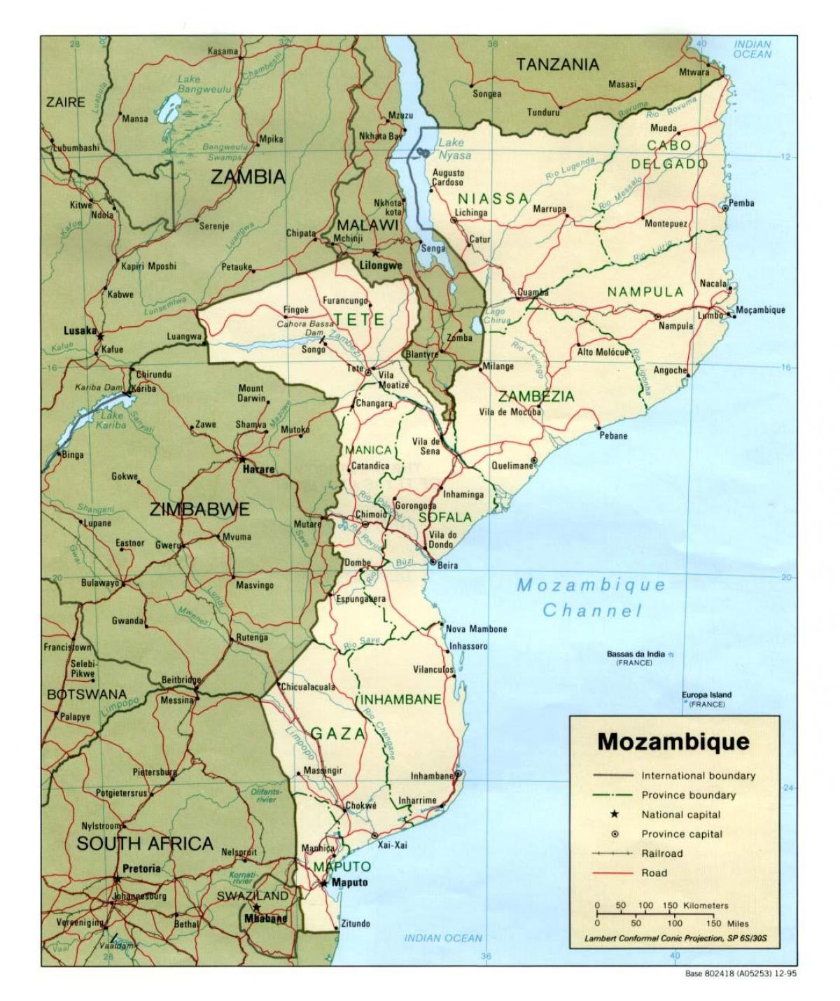 kartta Mosambik tiet