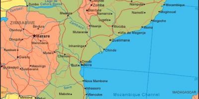 Kartta Mosambikin rannikolla