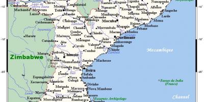 Kartta Mosambik kaupungeissa